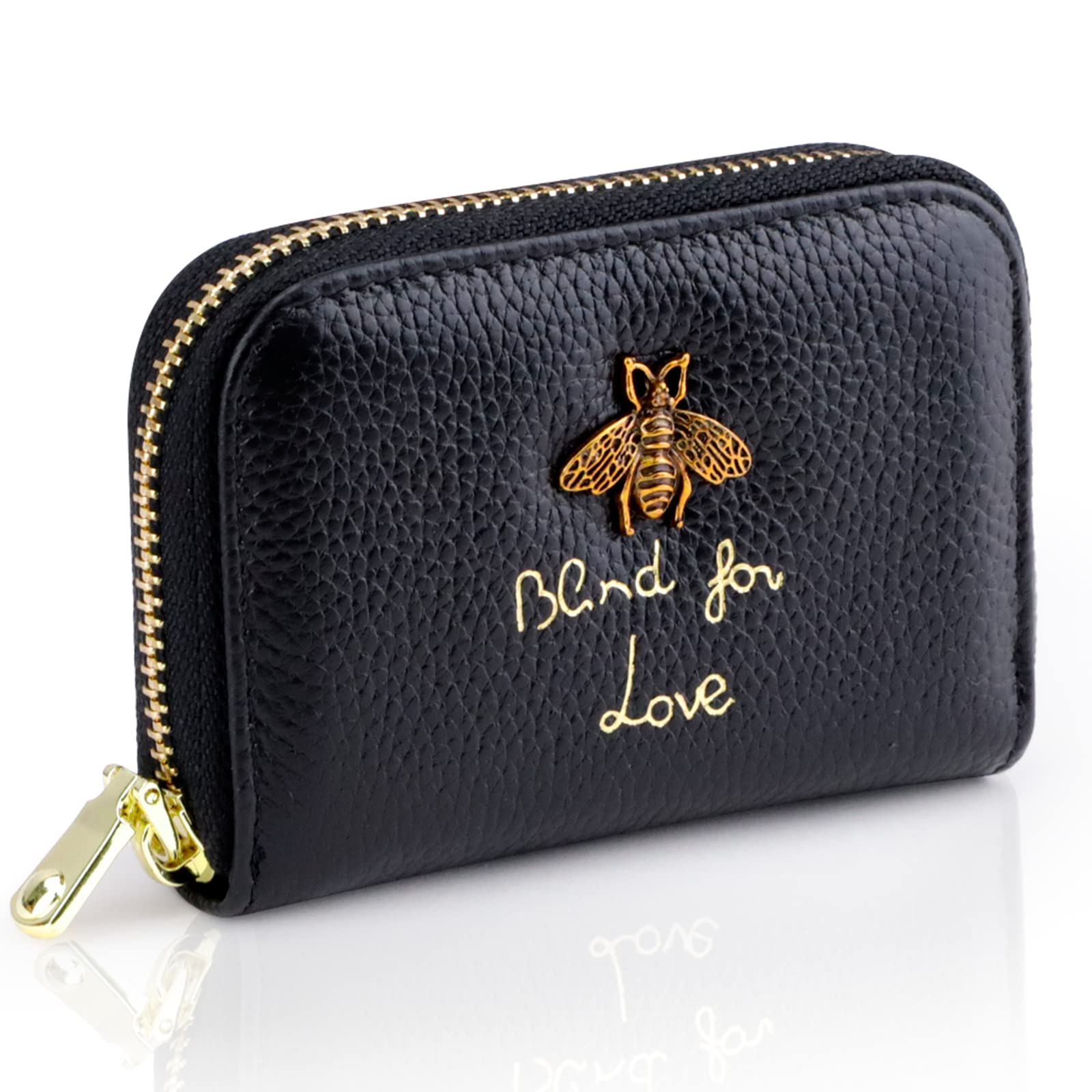 PALAY Women Cards Bag RFID Credit Card Zipper Pouch with 12 Card Slots & 2 Utility Compartment Fashion Little Bee Charm PU Leather Zipper Pouch Card Bag Coin Bag Gift for Women, Black, 10.5x8cm PALAY Women Cards Bag RFID Credit Card Zipper Pouch with 12 Card Slots & 2 Utility Compartment Fashion Little Bee Charm PU Leather Zipper Pouch Card Bag Coin Bag Gift for Women, Black, 10.5x8cm